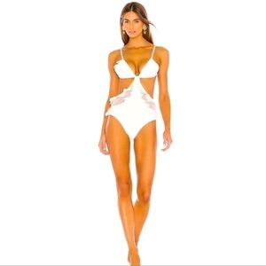 Zimmermann Raffle trim sheers detail swimsuit sz AU 2